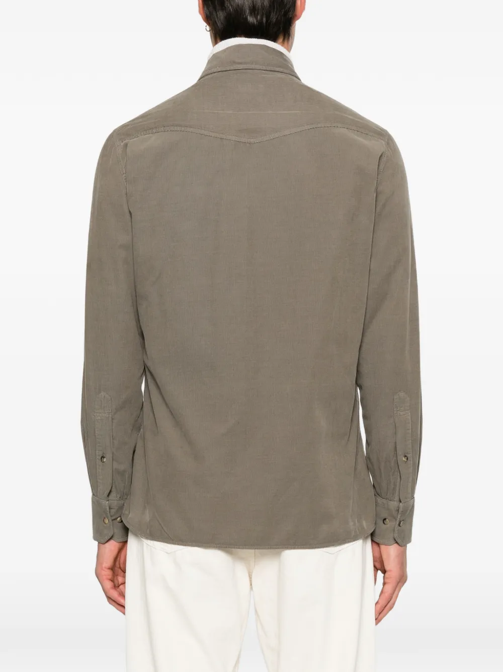 Brunello Cucinelli Ribfluwelen overhemd Groen