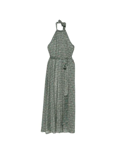 Siyu vestido largo con cuello halter y cinturón de lazo