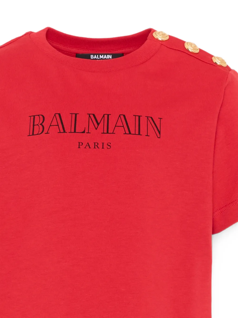 Balmain Kids T-shirt met logoprint en knoopdetail Rood