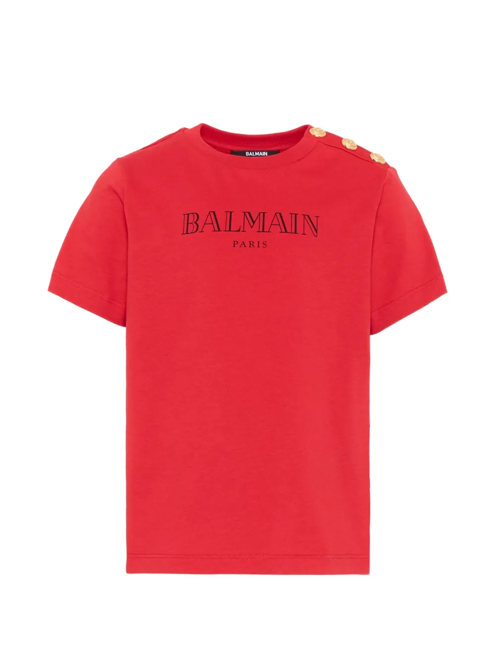 Balmain Kids logo-print button-detail T-shirt - Rosso