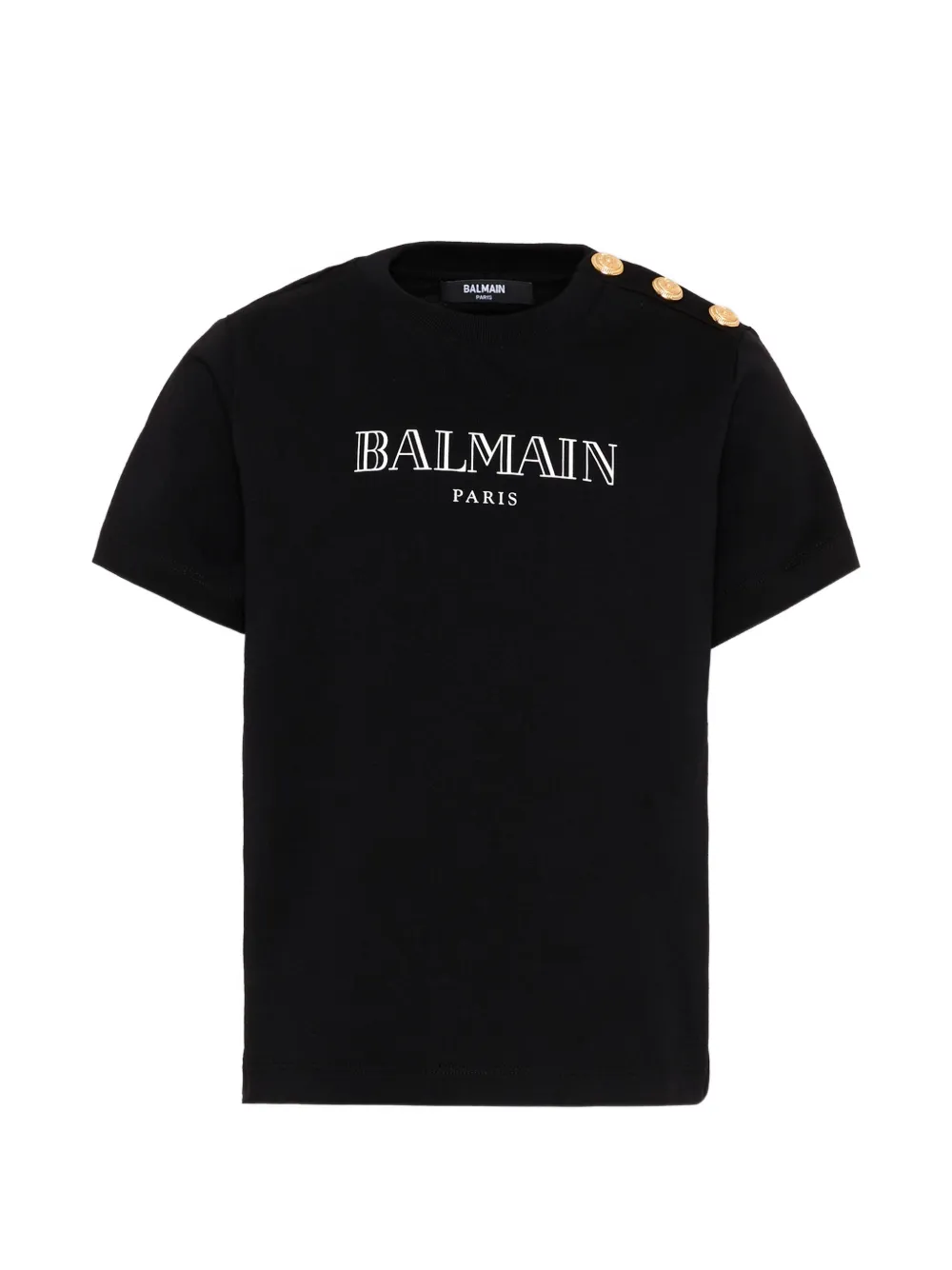 Balmain Kids logo-print button-detail T-shirt - Schwarz