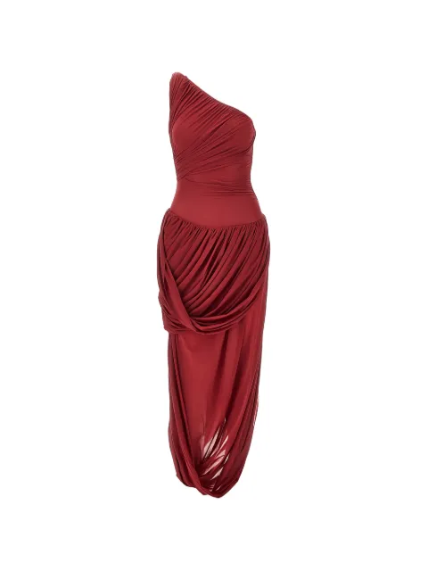 Maygel Coronel one-shoulder draped maxi dress
