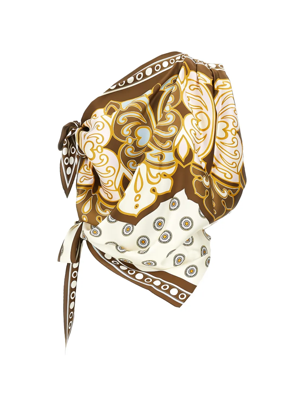 La DoubleJ Foulard cocoon placée-print top - Marrone