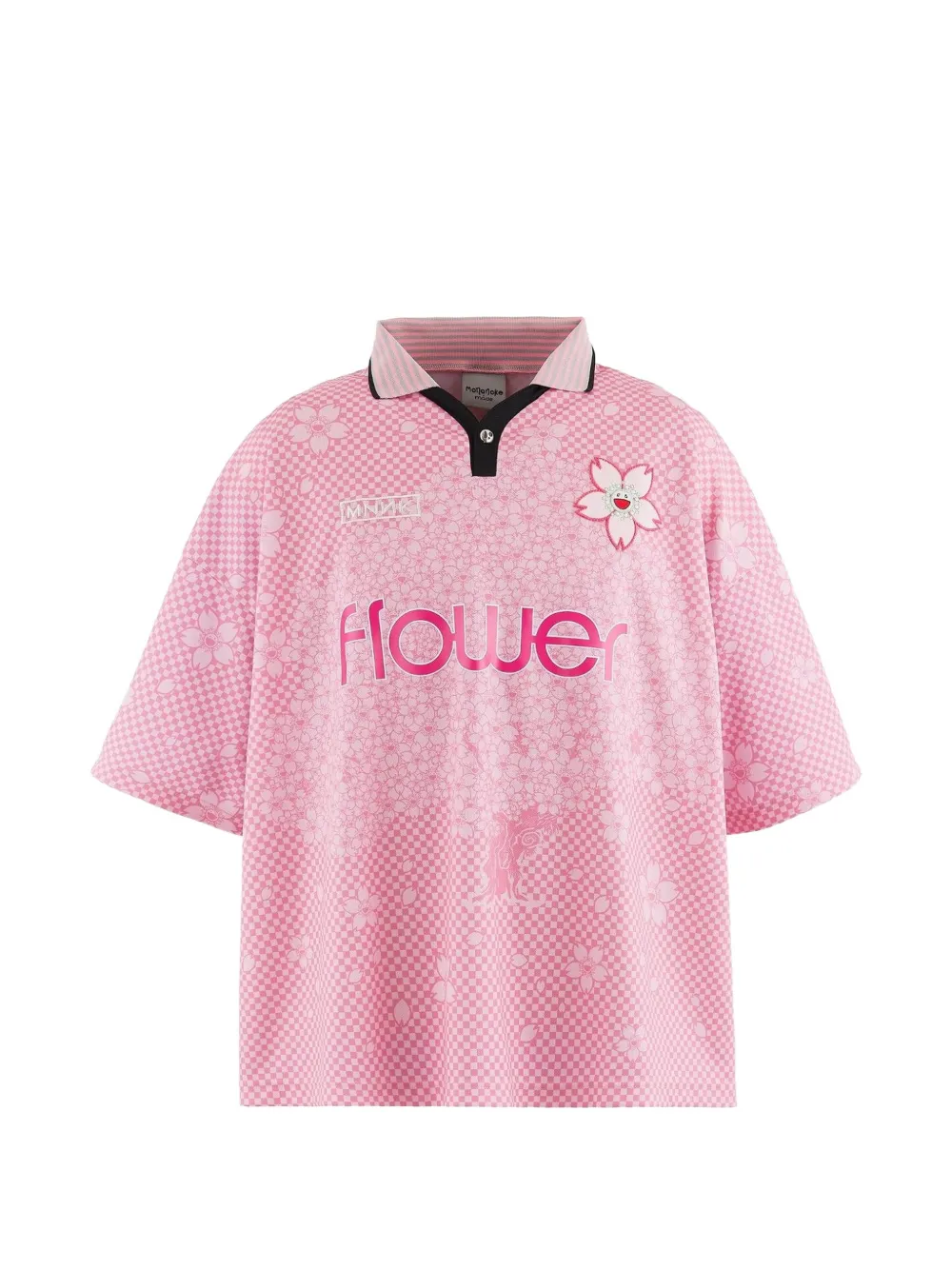 MONONOKE MADE check-pattern floral-print polo shirt - Rosa