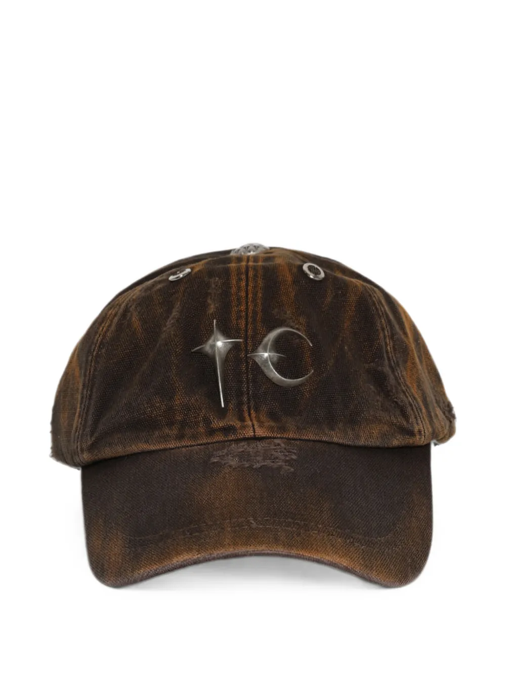 THUG CLUB two-tone washed logo-plaque cap - Marrone