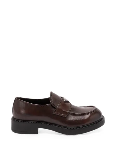 Prada triangle-logo leather loafers