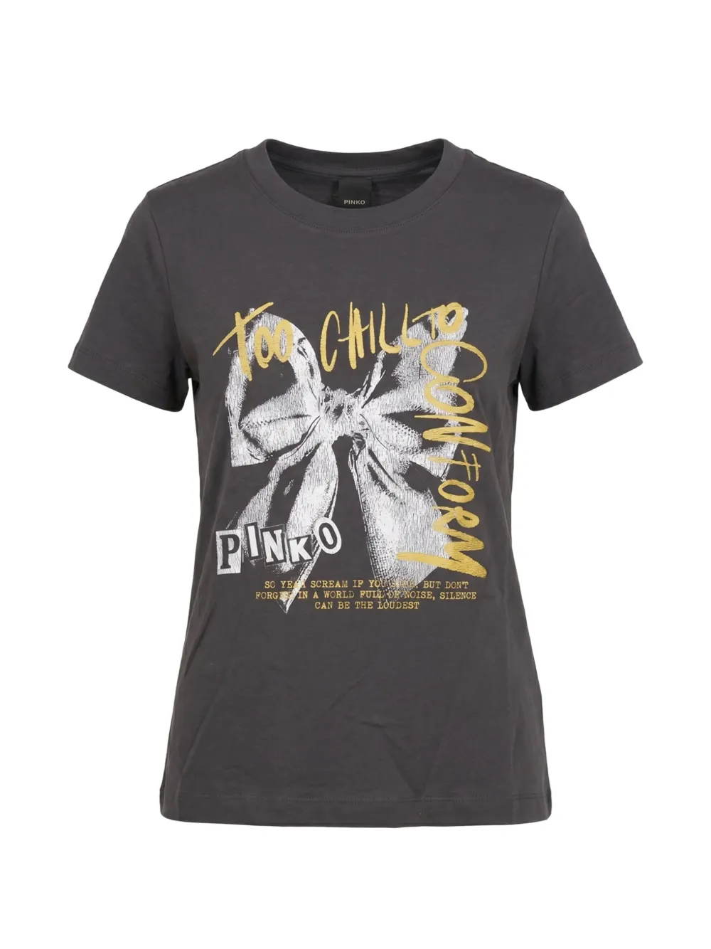 PINKO bow-print logo-print T-shirt - Grigio