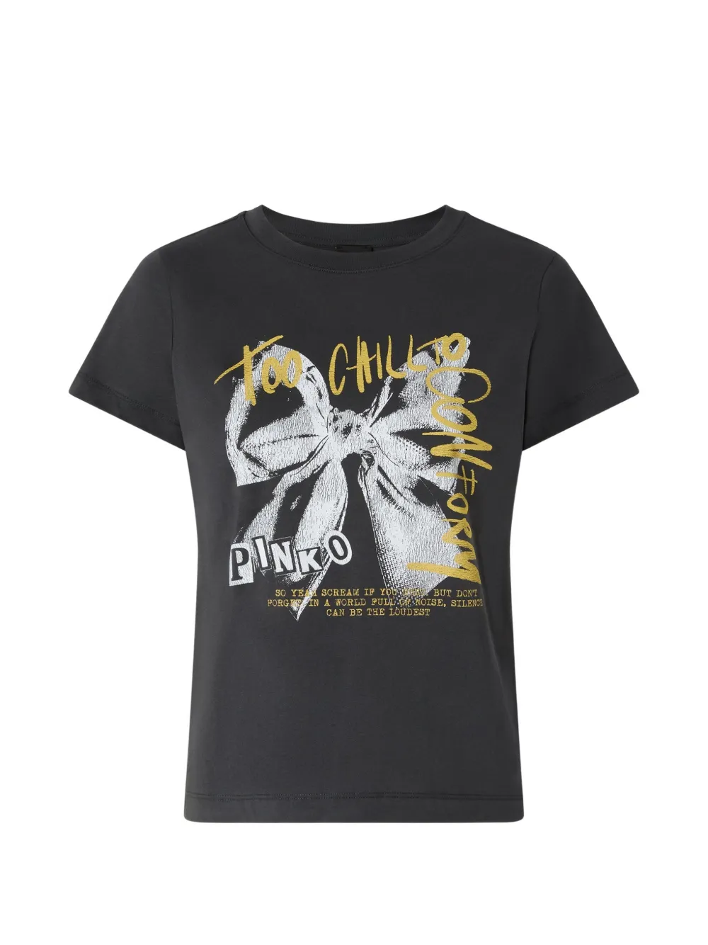 PINKO bow-print logo-print T-shirt - Grigio