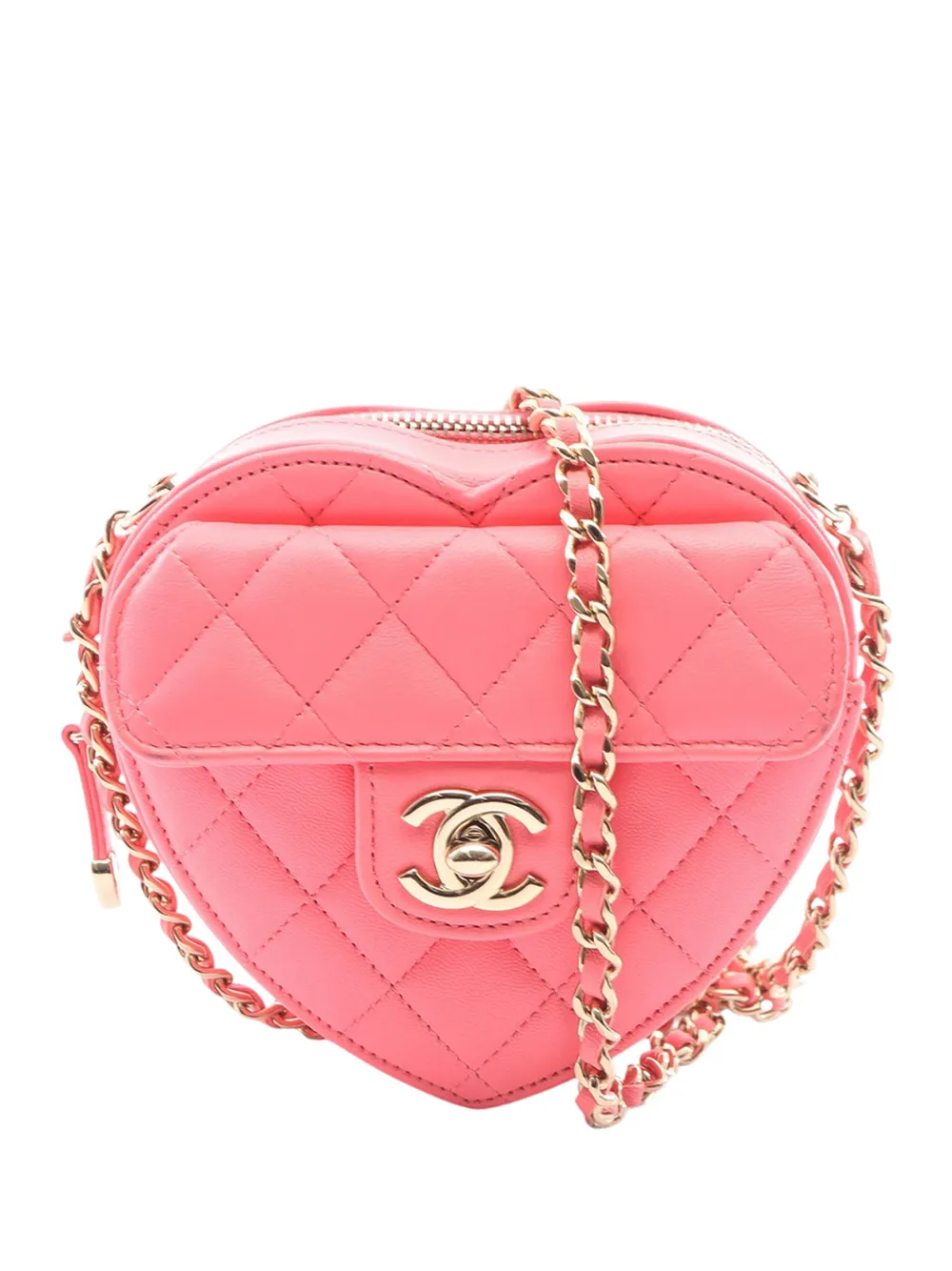 CHANEL Pre-Owned 2021-2026 Mini Lambskin CC in Love Heart crossbody bag - Rosa