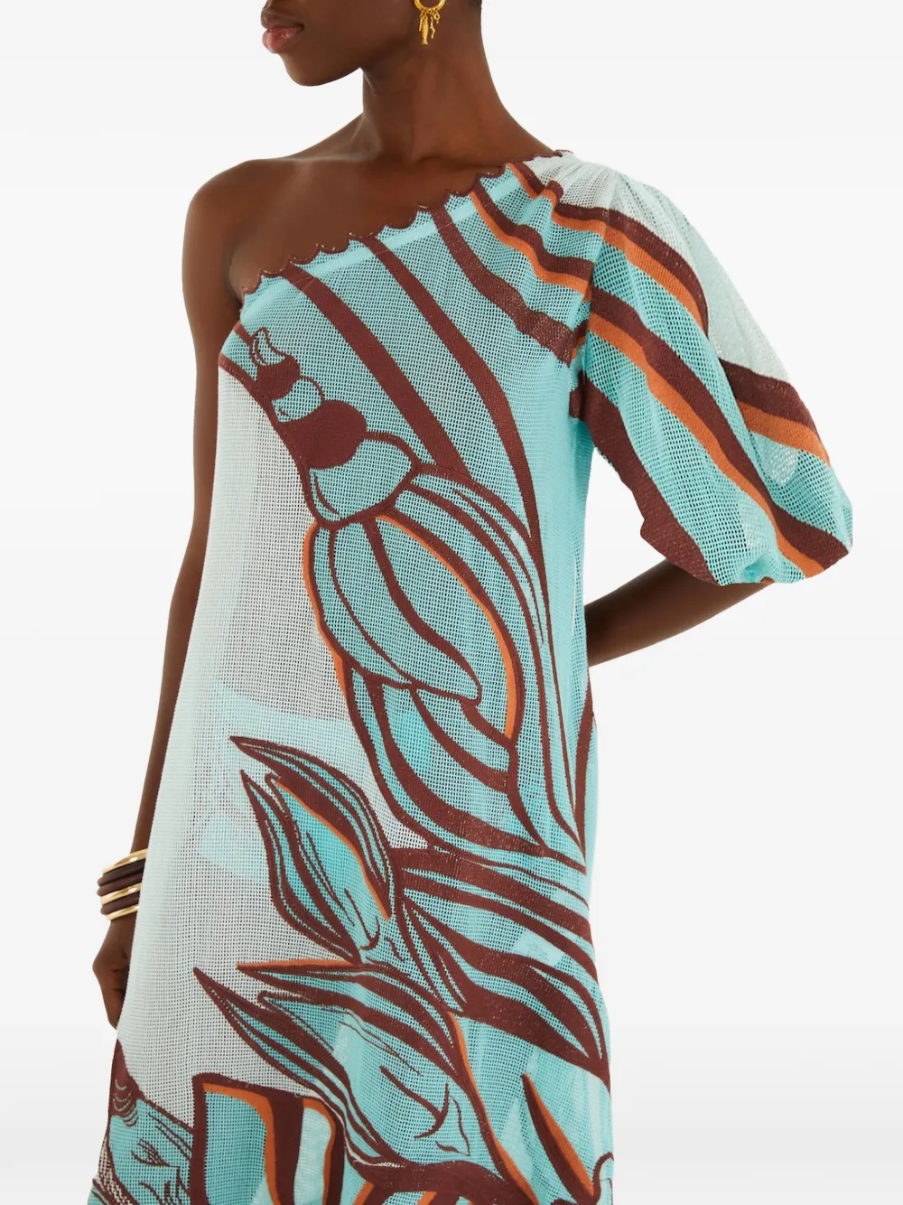 FARM Rio Asymmetrische jurk met print Blauw
