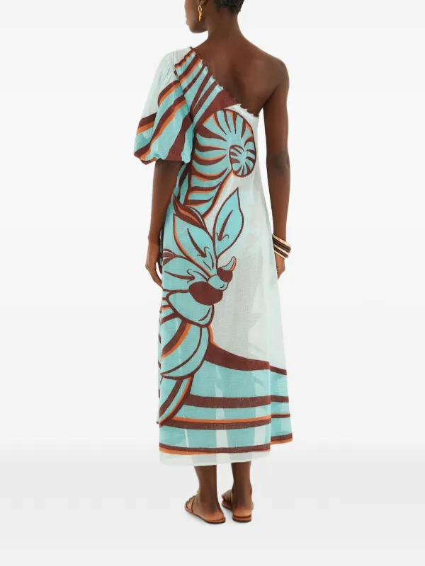 farm rio one shoulder printed midi dress Farm Rio x Anthropologie One-Shoulder Printed Midi Dress at MarketFair  Shoppes in Princeton, NJ
