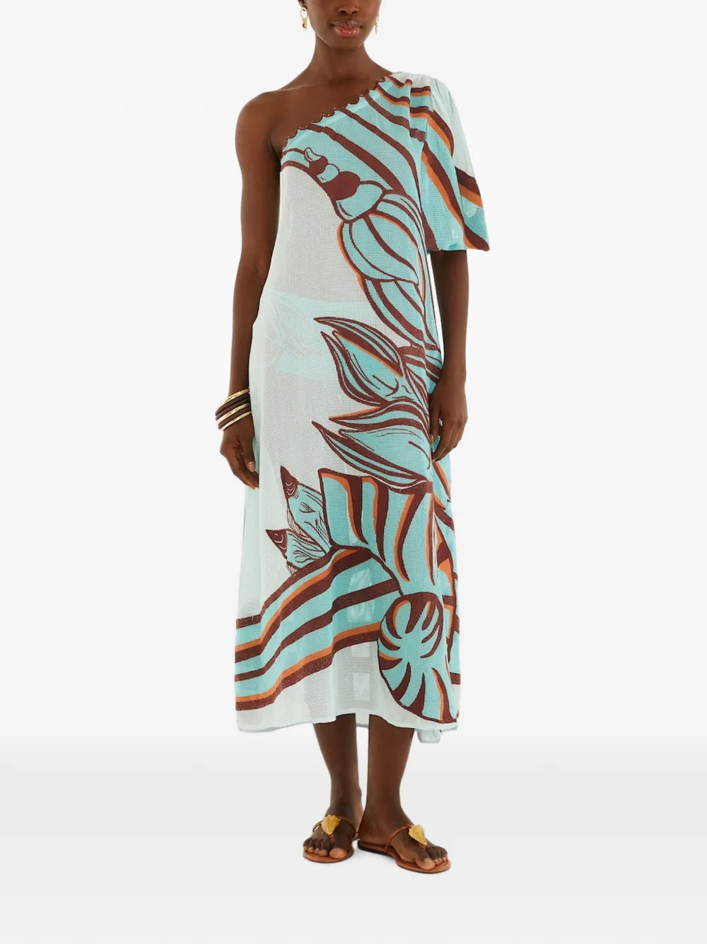 FARM Rio Asymmetrische jurk met print Blauw