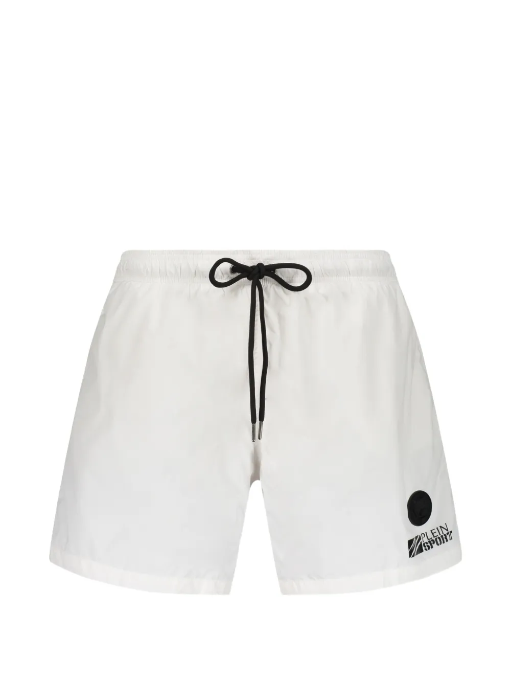 Plein Sport logo-patch drawstring swim shorts - Weiß