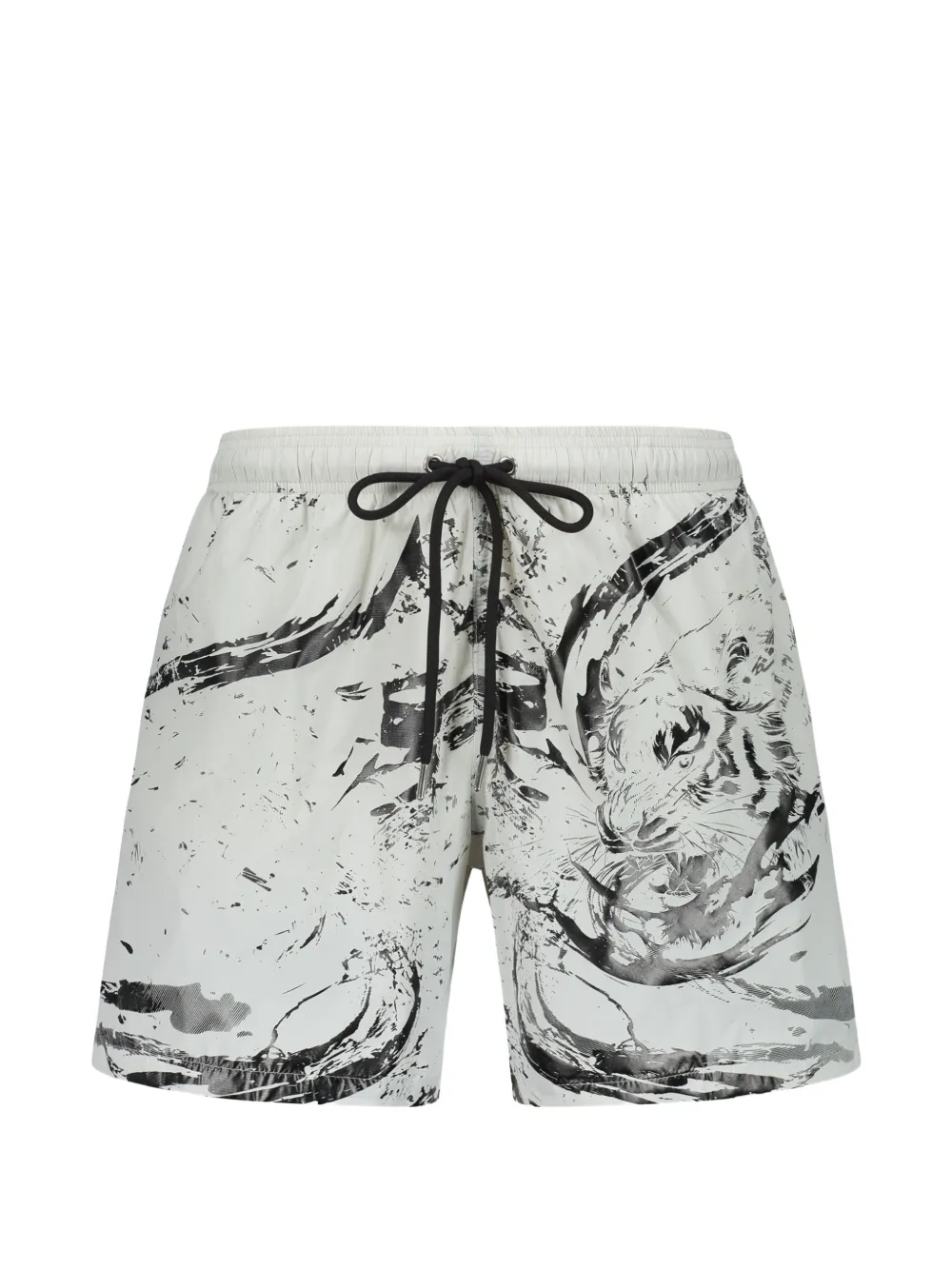 Plein Sport tiger-print drawstring swim shorts - Bianco
