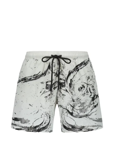 Plein Sport tiger-print drawstring swim shorts