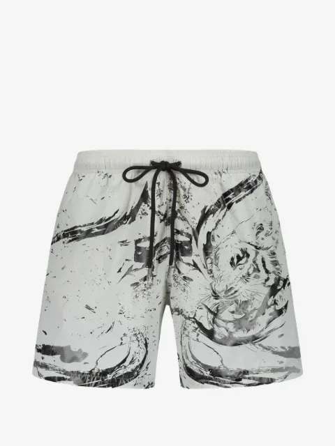 Plein Sport tiger-print drawstring swim shorts