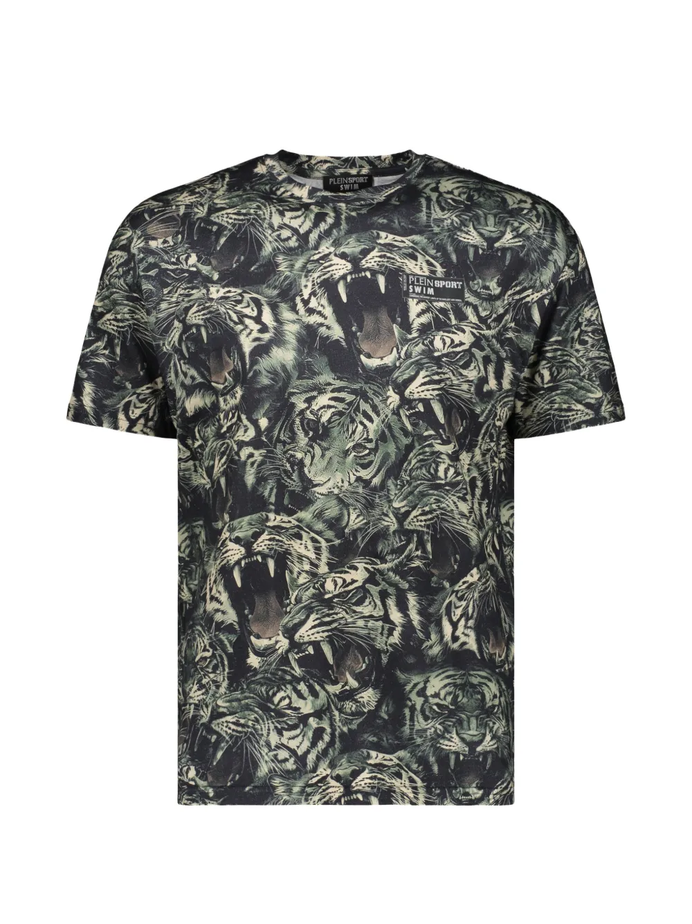 Plein Sport tiger-print logo-patch T-shirt - Verde