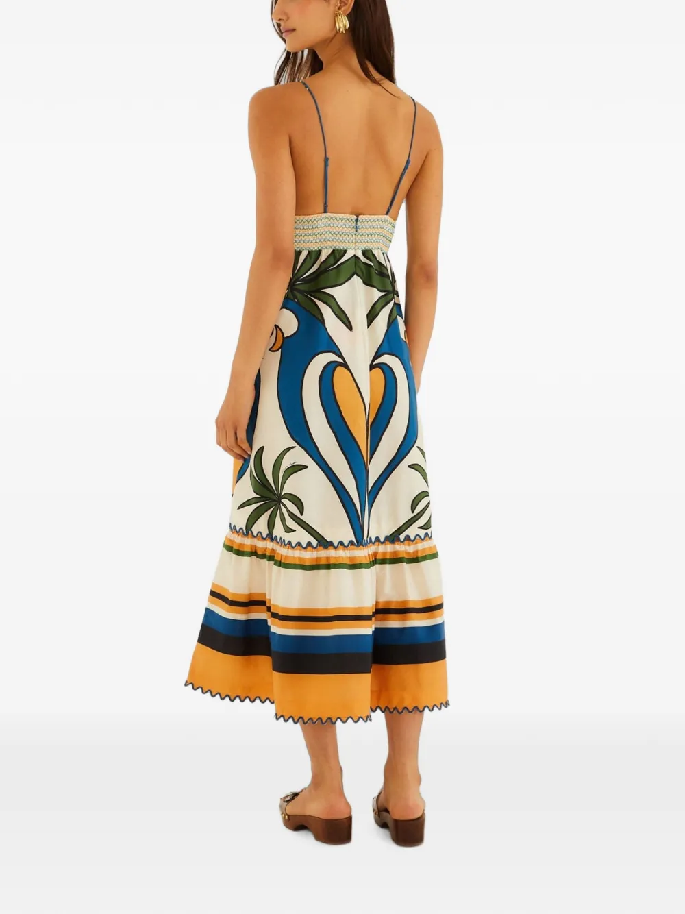 FARM Rio Midi-jurk met tropische print Beige