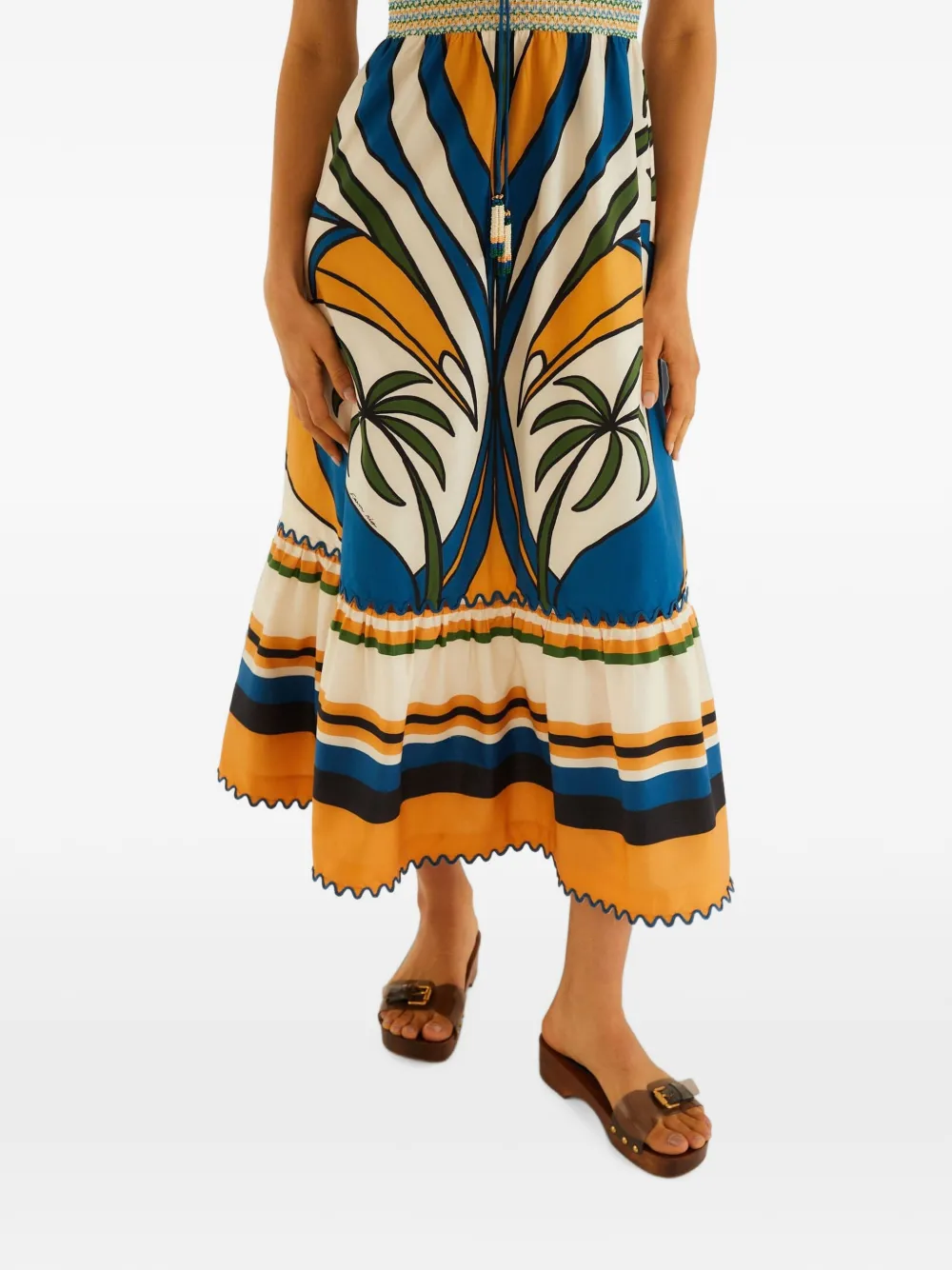 FARM Rio tropical-graphic ric-rac midi dress