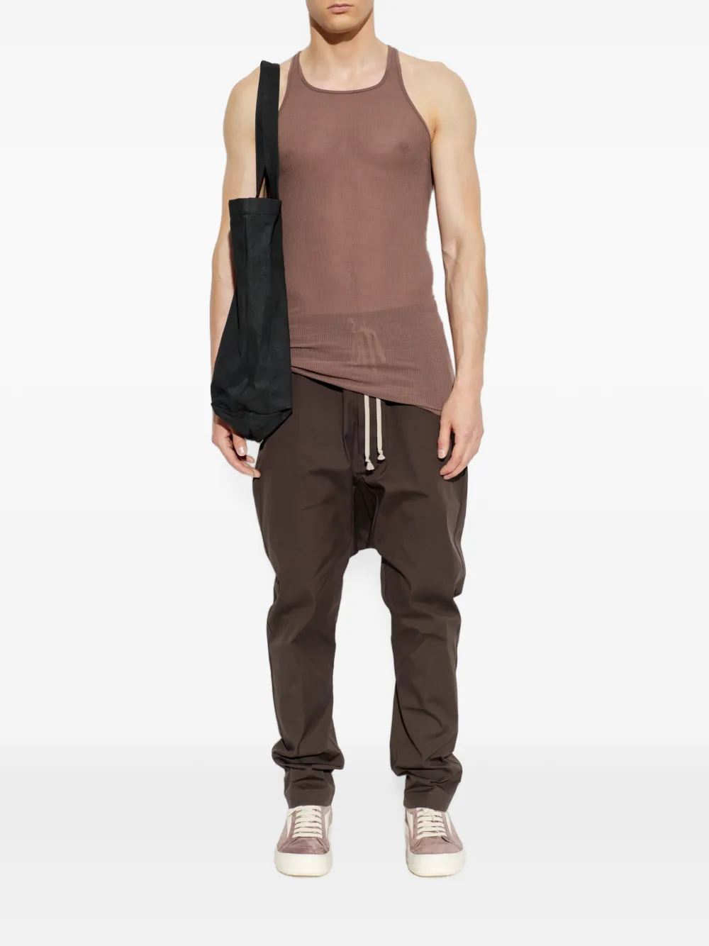 Rick Owens Ribgebreide racerback tanktop Bruin