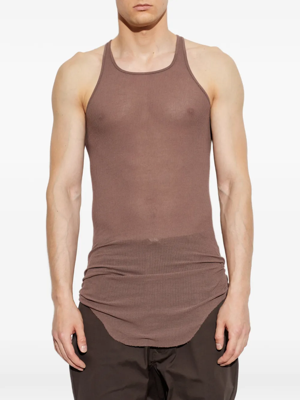Rick Owens Ribgebreide racerback tanktop Bruin