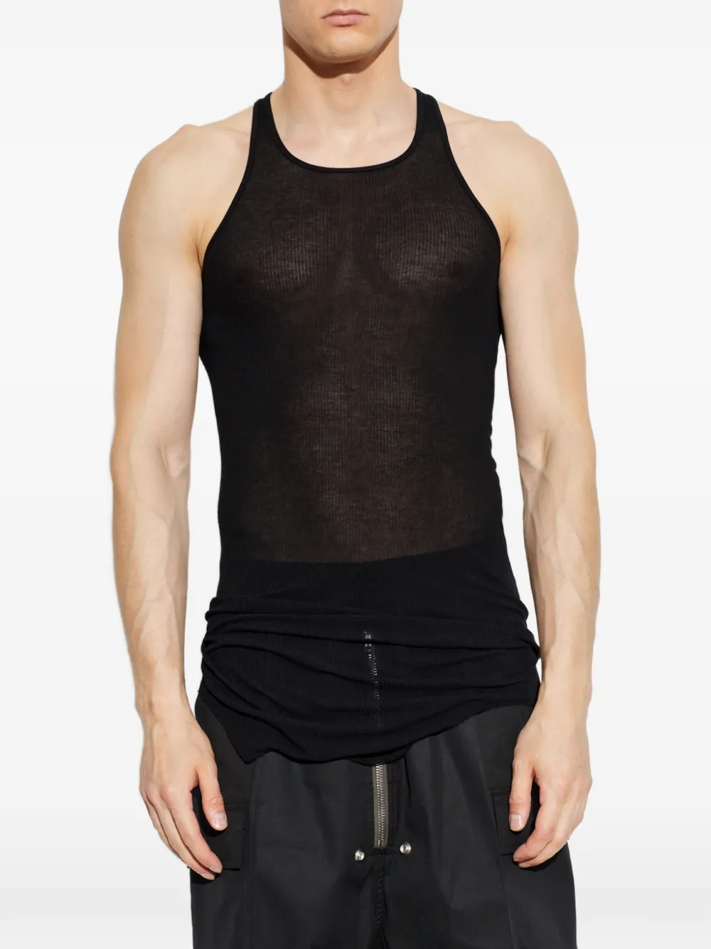Rick Owens Geribbeld racerback T-shirt Zwart