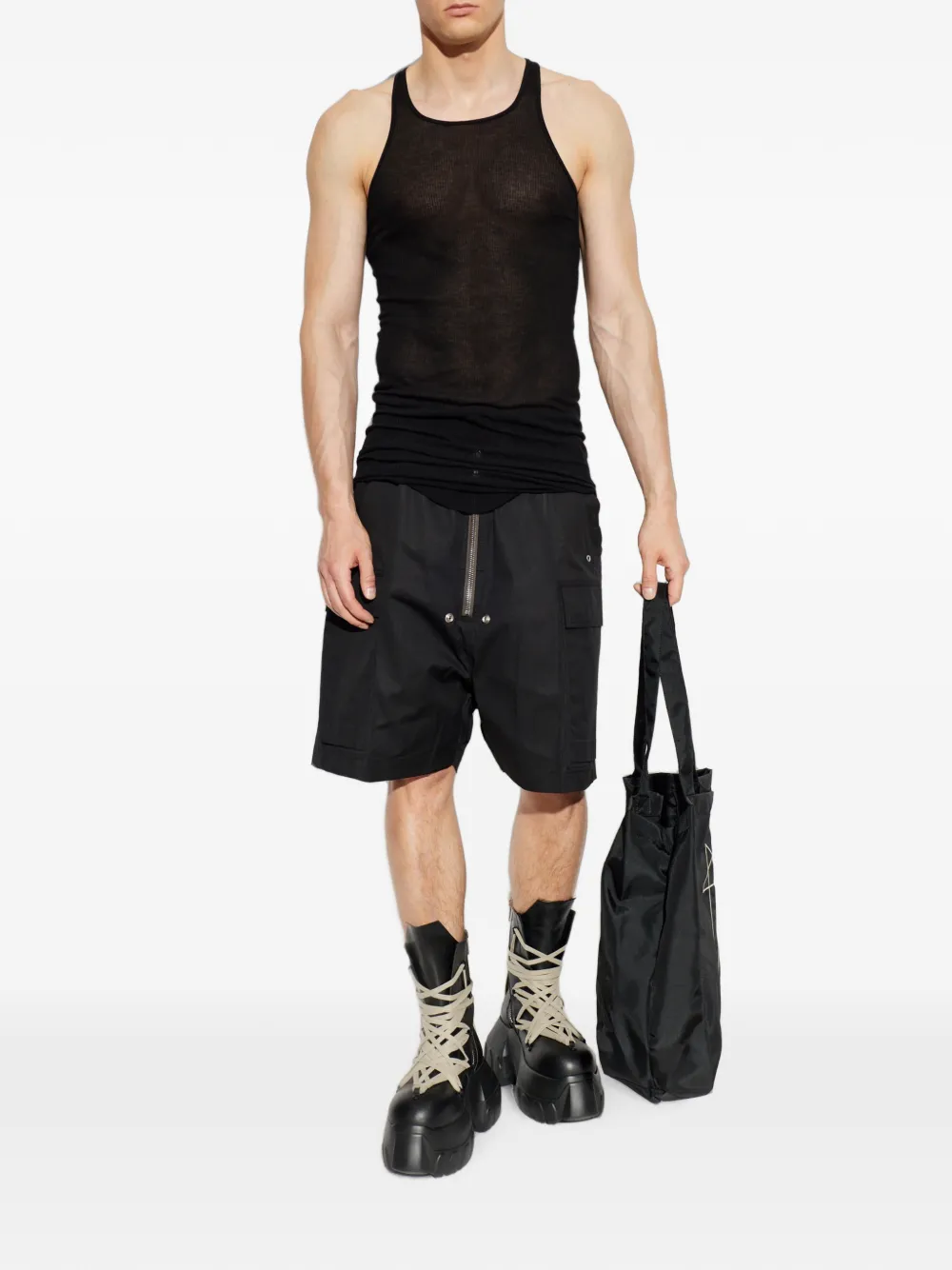 Rick Owens Geribbeld racerback T-shirt Zwart