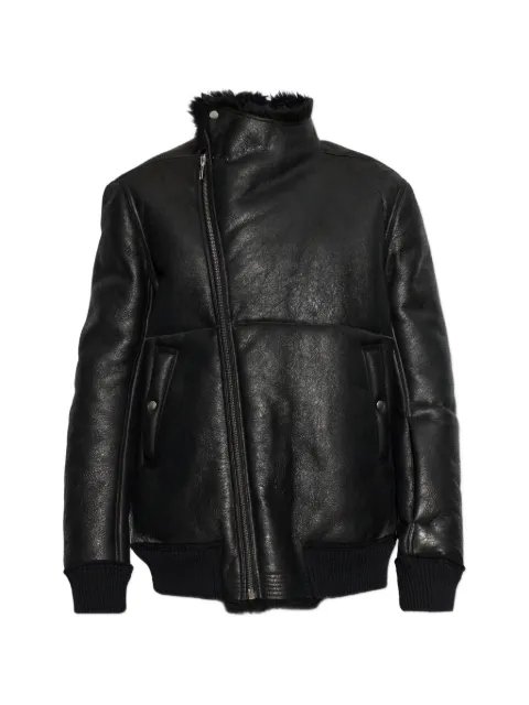 Rick Owens shearling-trimmed asymmetric-zip jacket