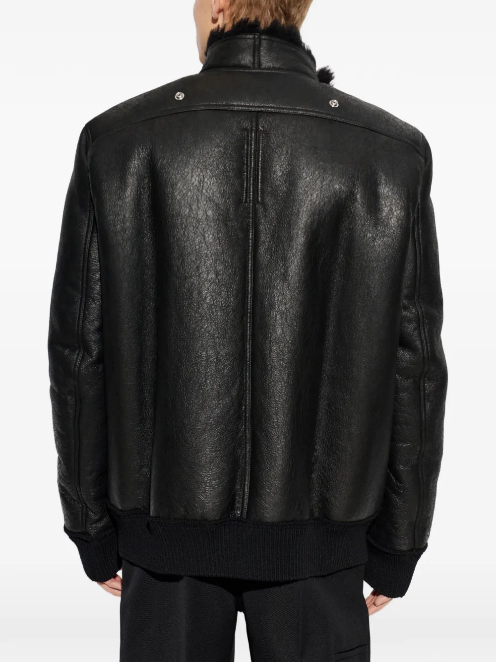 Rick Owens Jack met asymmetrische rits en lammy afwerking Zwart