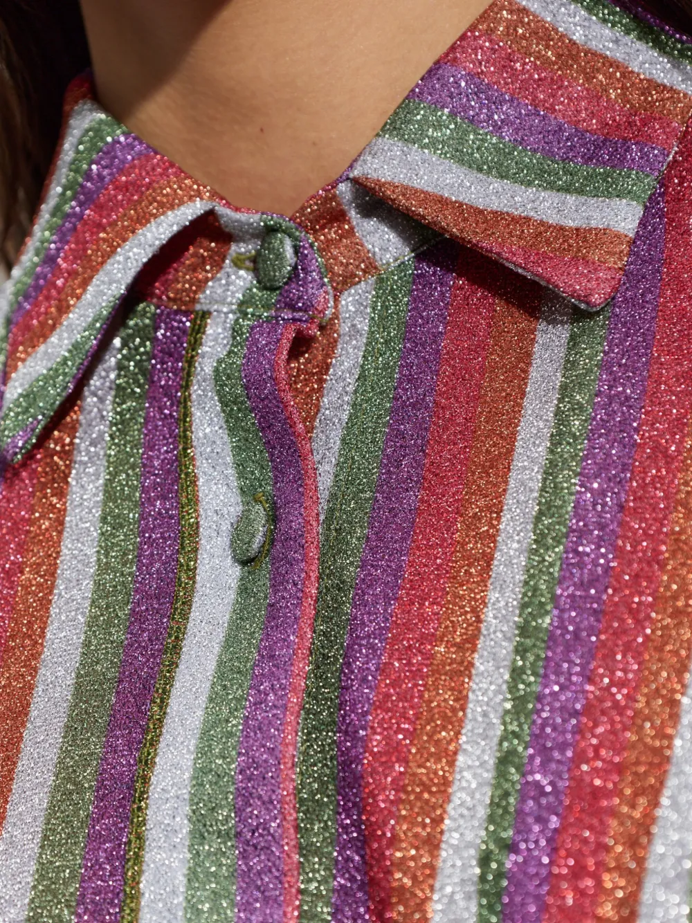 Oséree Lumière gestreepte blouse met lurex-draad Rood