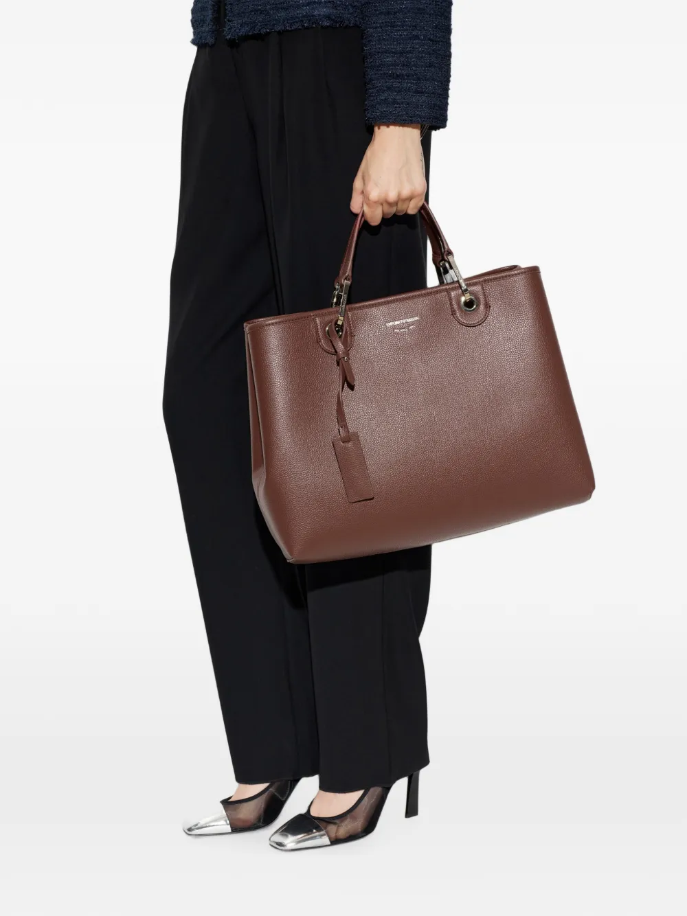 Emporio Armani Shopper met bewerkt effect en logoprint Bruin