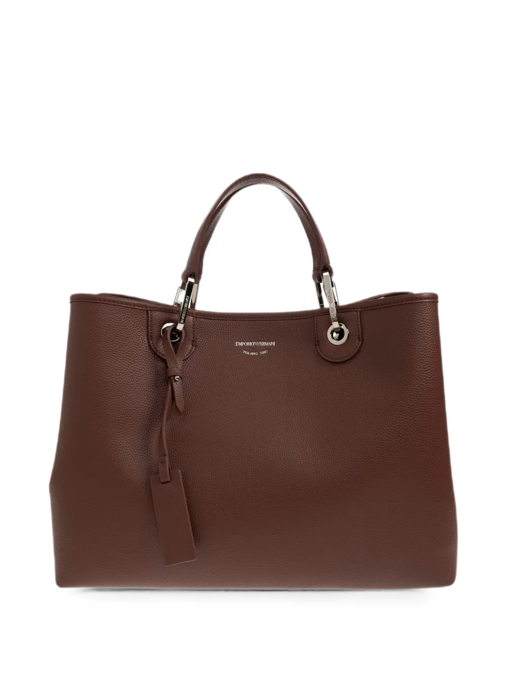 Emporio Armani logo-print grained-effect tote bag - Marrone