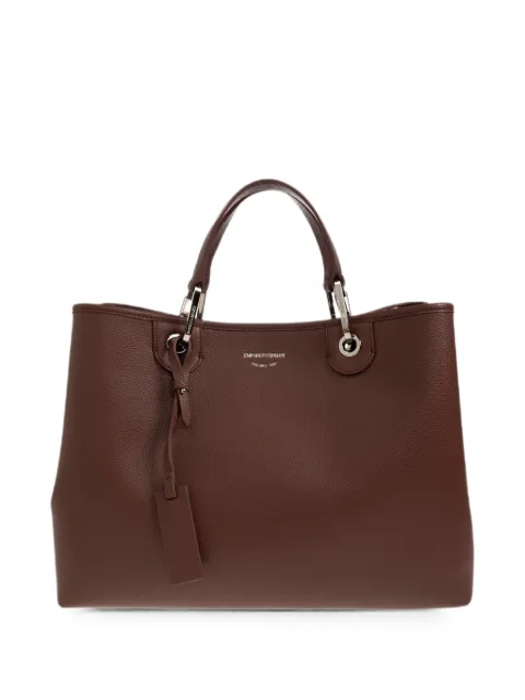 Emporio Armani pebbled texture dual top handles shopping bag