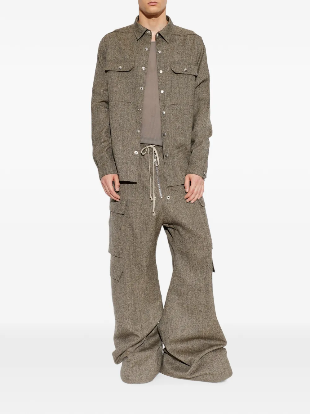 Rick Owens Ribgebreid T-shirt met gewelfde zoom Grijs