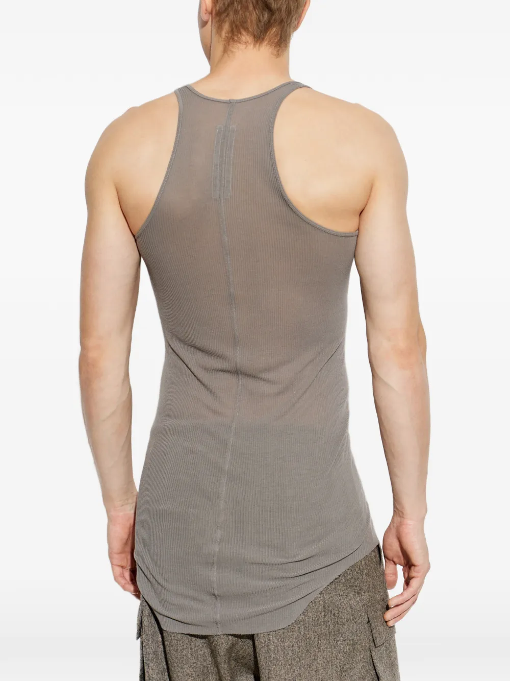 Rick Owens Ribgebreid T-shirt met gewelfde zoom Grijs