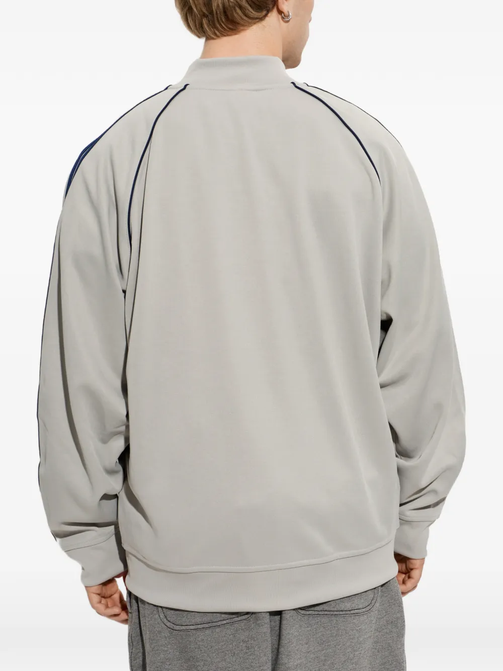 adidas logo-embroidered zip-up sweatshirt Grijs