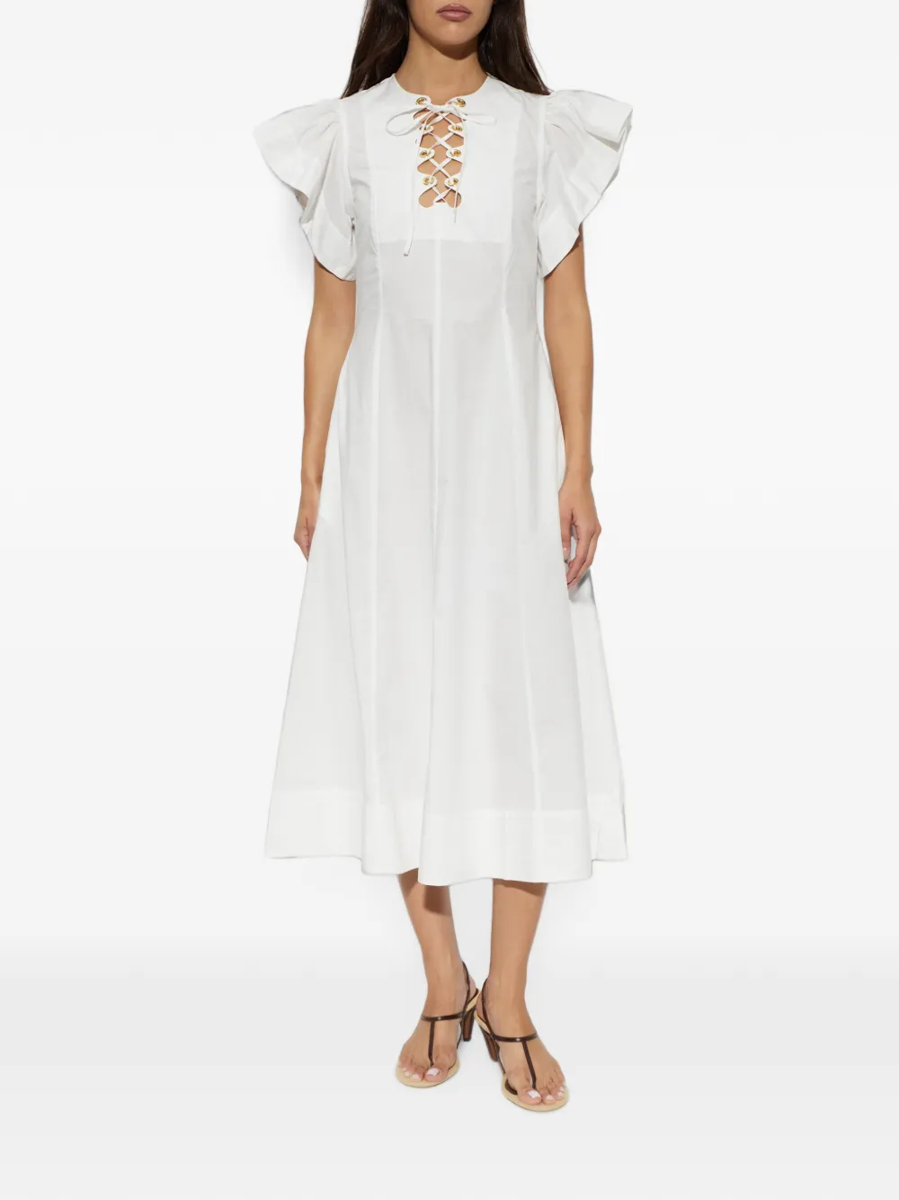 Ulla Johnson Odessa midi-jurk met ruches Wit