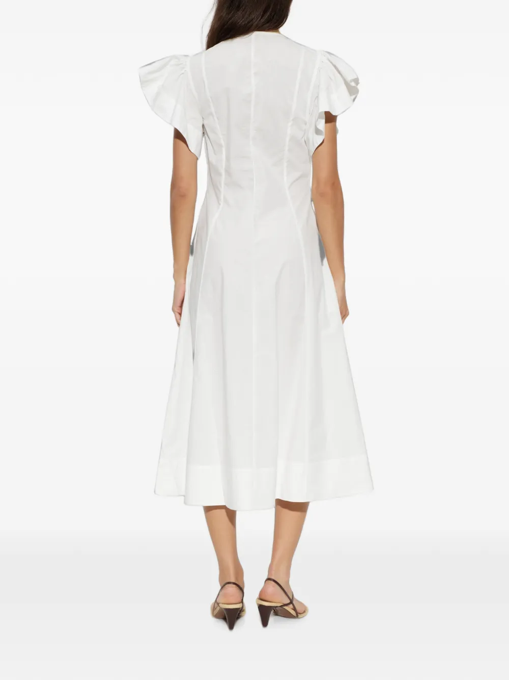 Ulla Johnson Odessa midi-jurk met ruches Wit