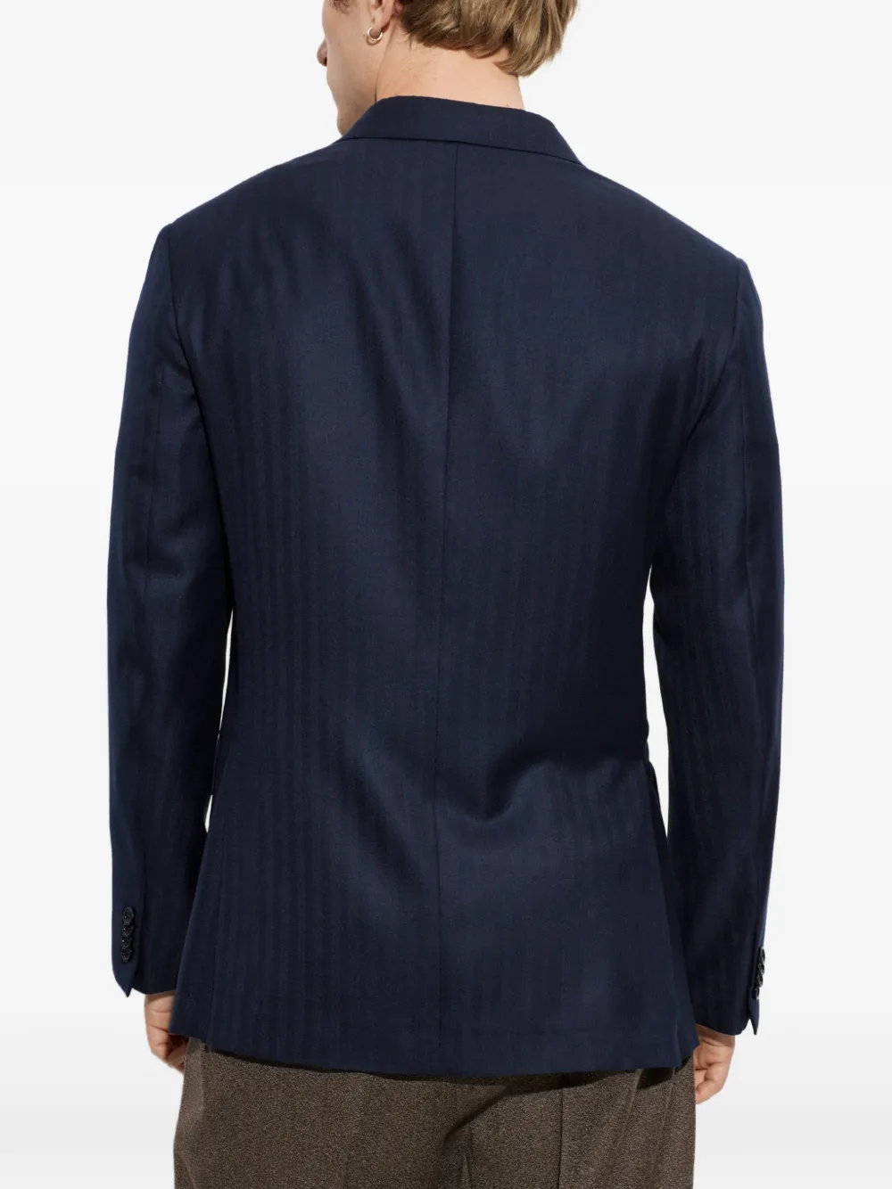 Brioni Blazer met visgraat patroon Blauw