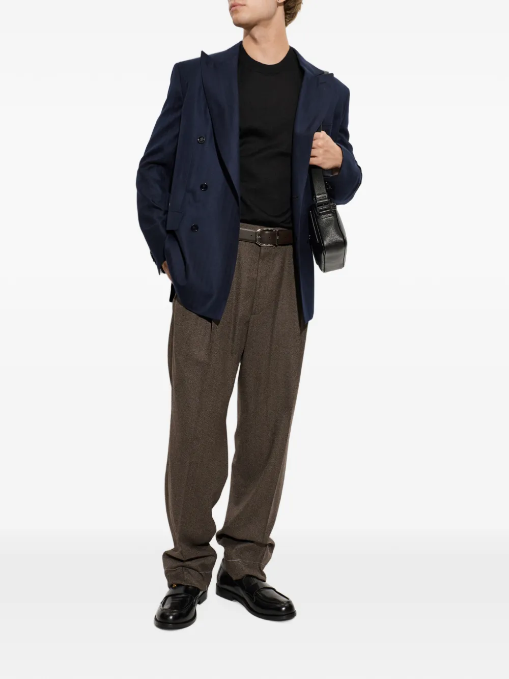 Brioni Blazer met visgraat patroon Blauw