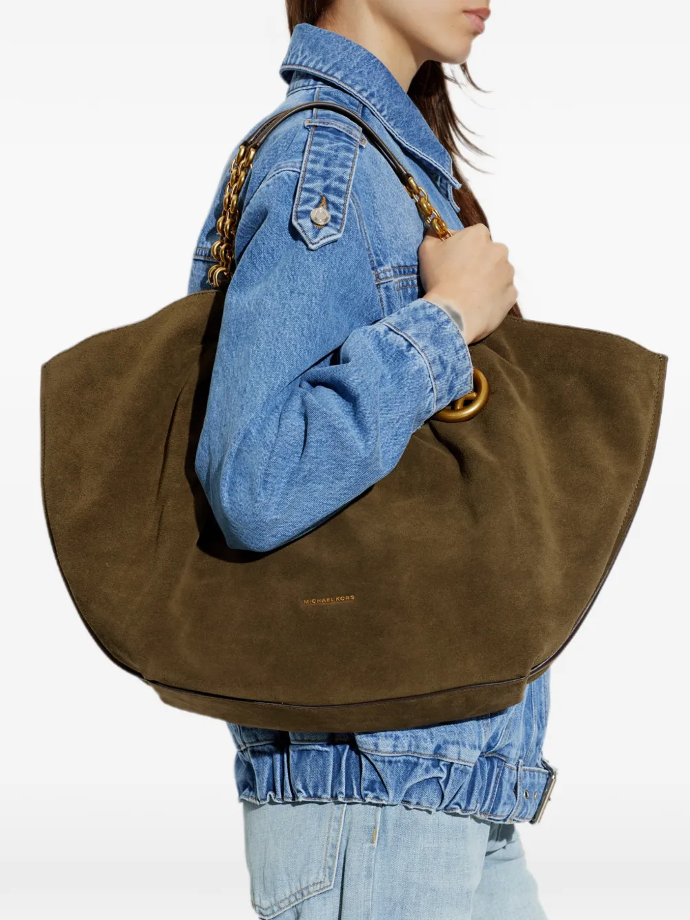 Michael Kors large Indie chain-link leather tote bag Groen
