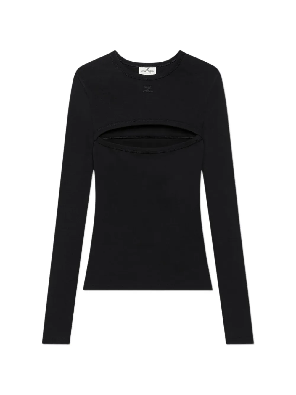 Courrèges cut-out logo-embroidered top - Nero