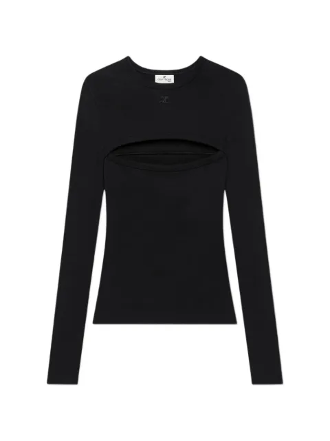 Courrèges top con logo bordado y aberturas