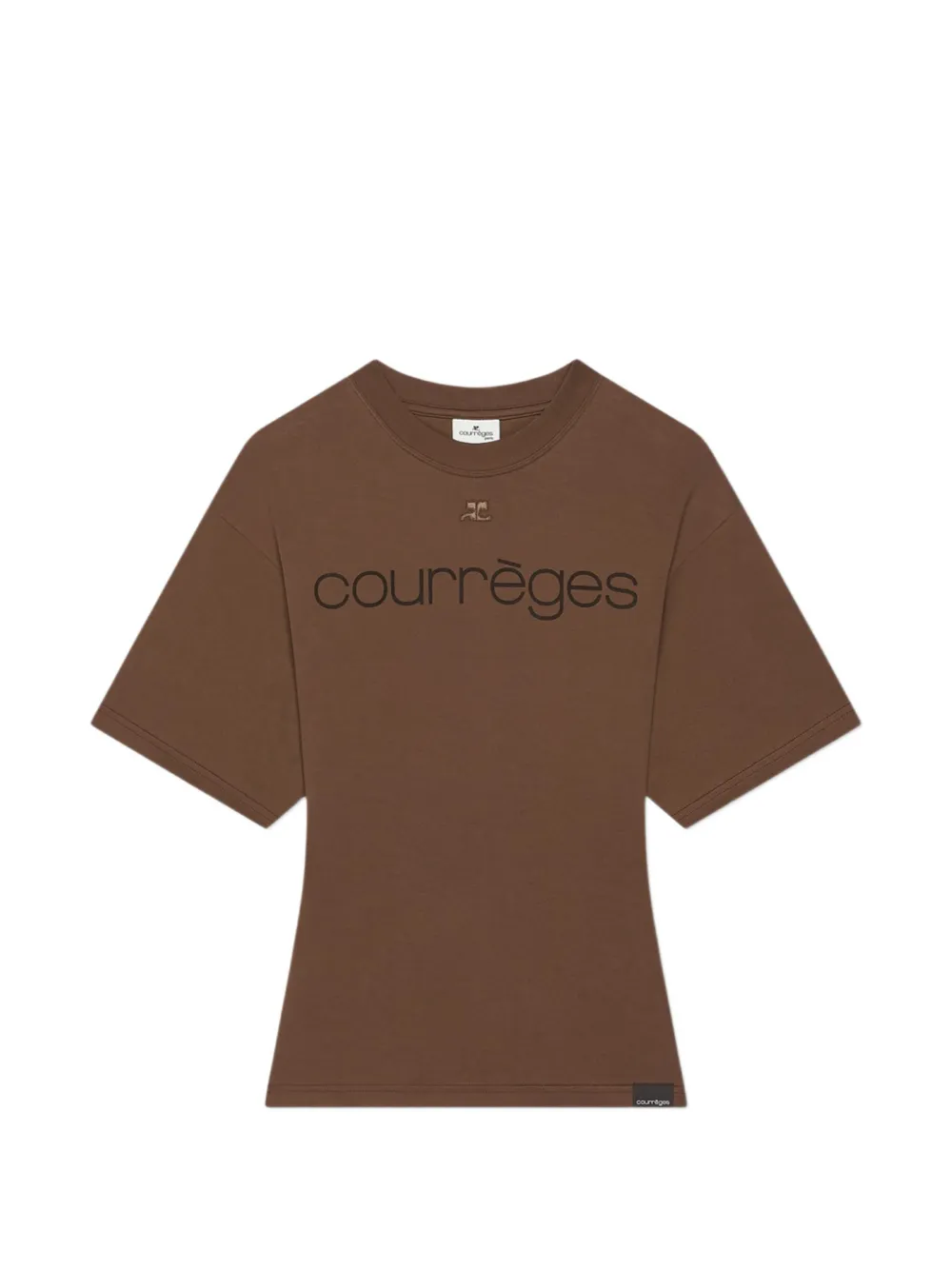 Courrèges logo-print short-sleeve T-shirt - Marrone