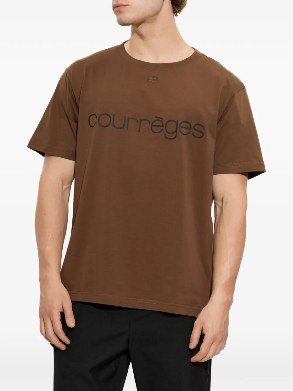 Courrèges T-shirt met logoprint Bruin