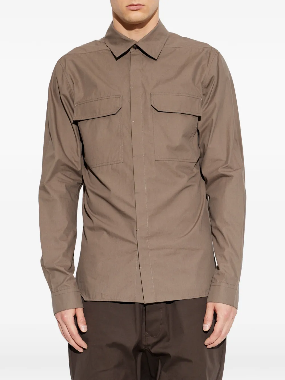 Rick Owens Overhemd met klepzak Bruin
