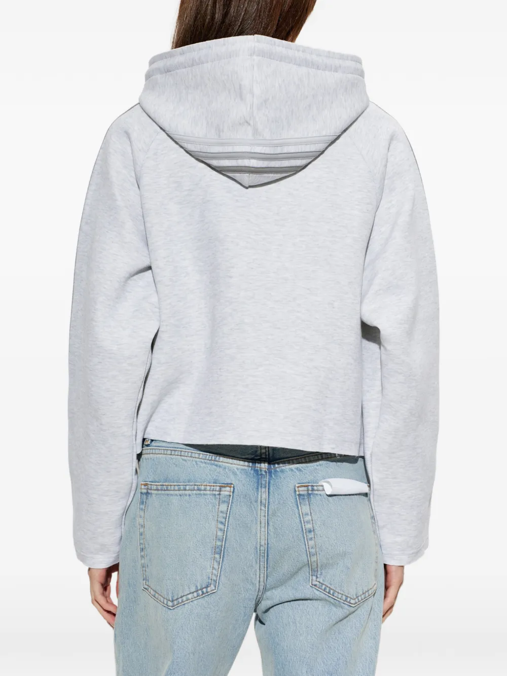 adidas logo-embroidered 3-Stripes hoodie Grijs