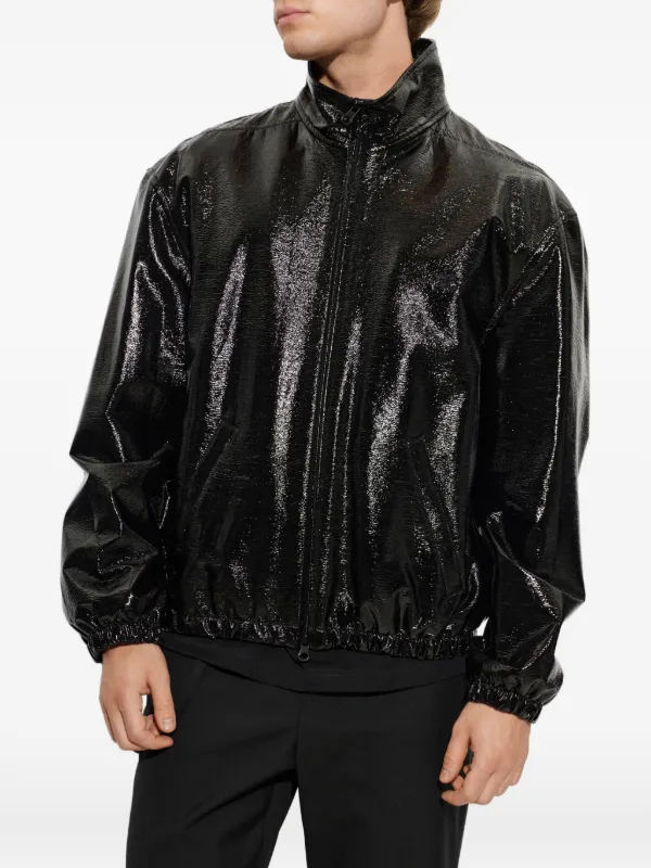 Courrèges Jaqueta De Vinil Com Colarinho Alto | Preto | FARFETCH BR
