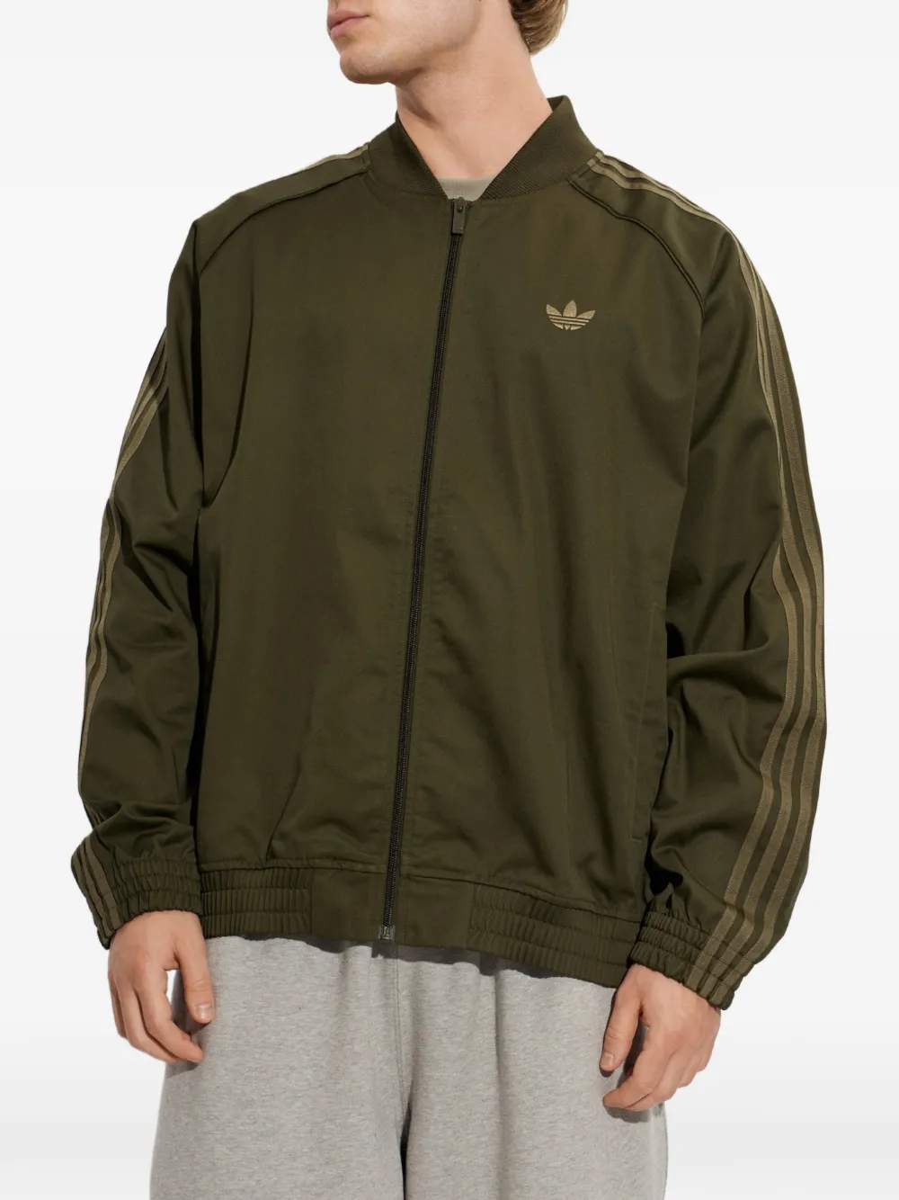 adidas logo-embroidered side-stripe jacket Groen
