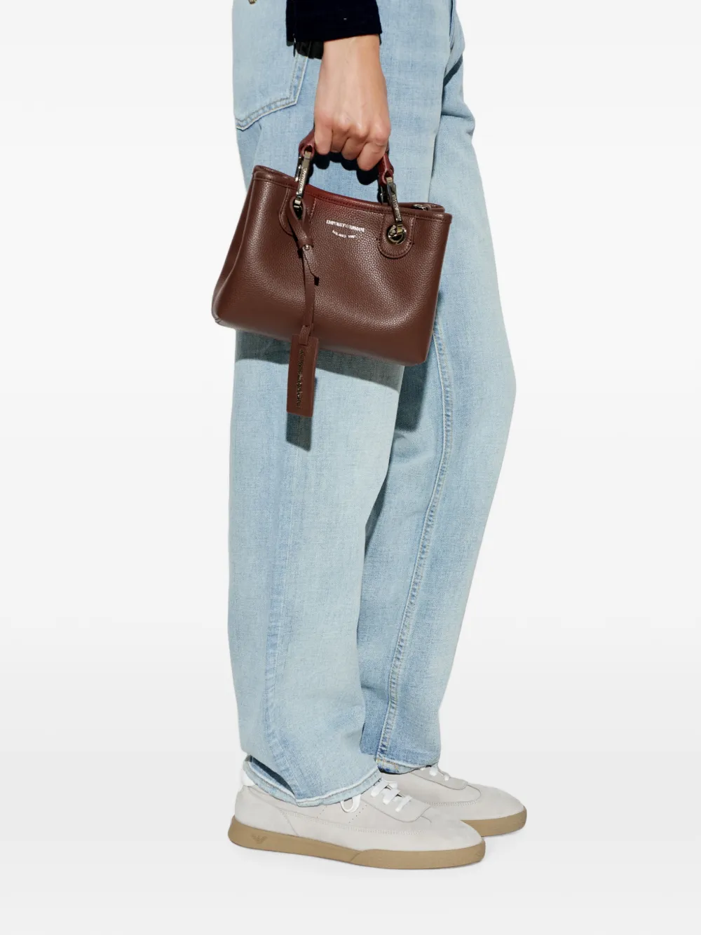 Emporio Armani Shopper met logoprint en bewerkt effect Bruin